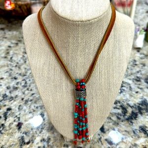 Turquoise, Coral and marquesite necklace